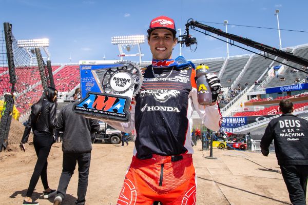 Phoenix Honda Racing’s Cullin Park finished 15th in the 250SX East Region and earned the 2022 AMA 250SX Rookie of the Year award.